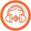 Imagen color naranja con un ícono audio
