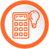 Imagen naranja con el ícono de una calculadora