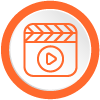 Imagen color naranja con un ícono video