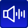 Ícono con fondo color azul sobre audio
