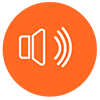 Imagen color naranja con un ícono audio