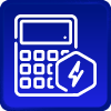 Ícono con fondo color azul sobre una calculadora