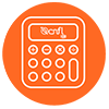 Imagen naranja con el ícono de una calculadora