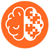 Imagen color naranja con un cerebro