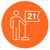 Imagen color naranja con un ícono que dice reto 21