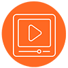 Imagen color naranja con un ícono video