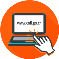 Imagen con un círculo naranja y la dirección web de nuestro Portal Internet /www.cnfl.go.cr