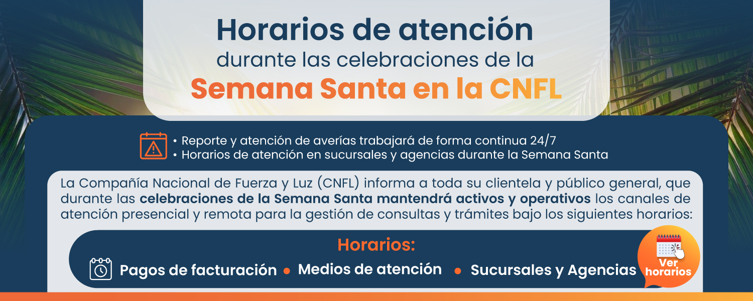 Horario de atención en Semana Santa CNFL