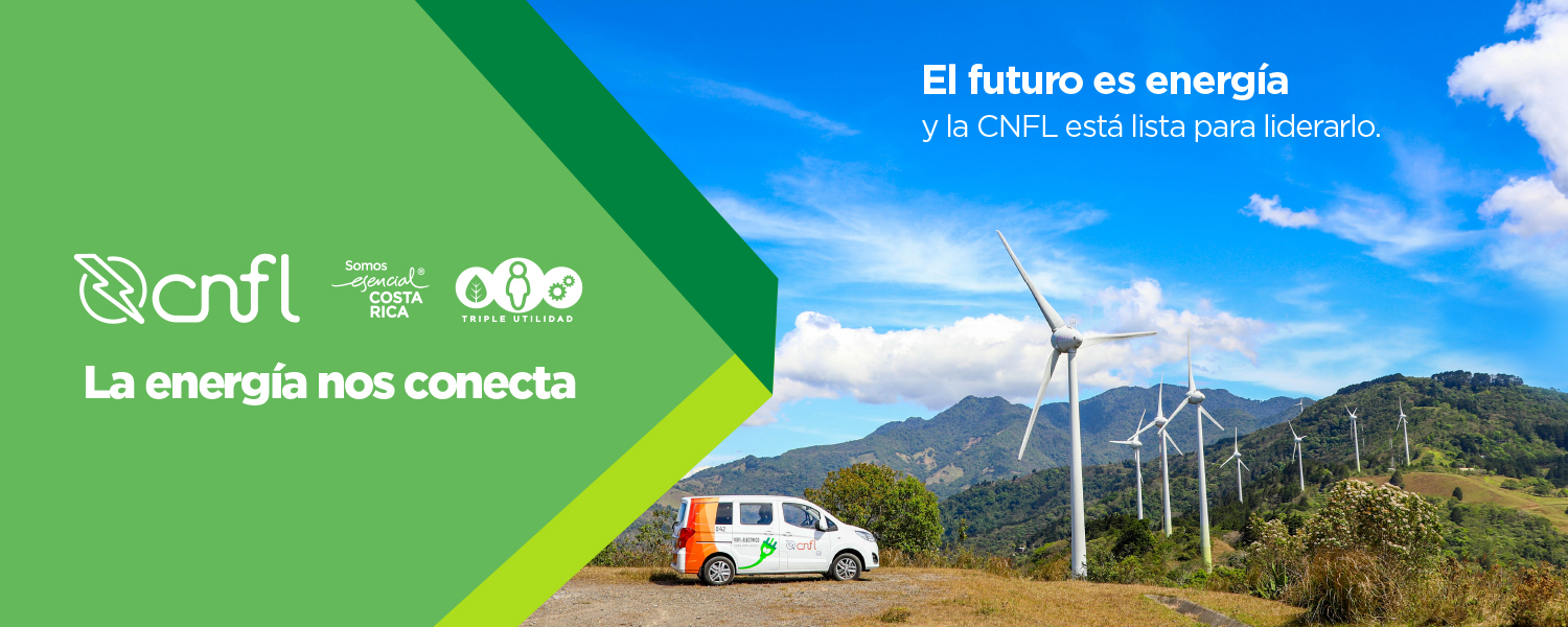 Imagen de un vehículo eléctrico y torres eólicas